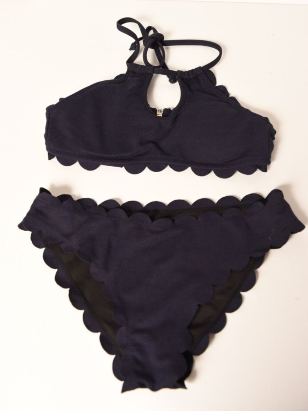 Cupshe Halter Scalloped Edge Bikini Navy Size Small